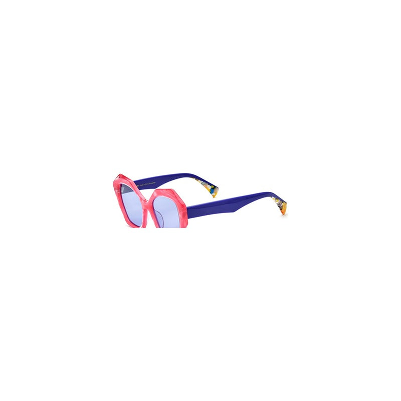Oversized Cat Eye Acetate Polarized Sunglasses - Light Purple Temple Purple Lens - MCROONS