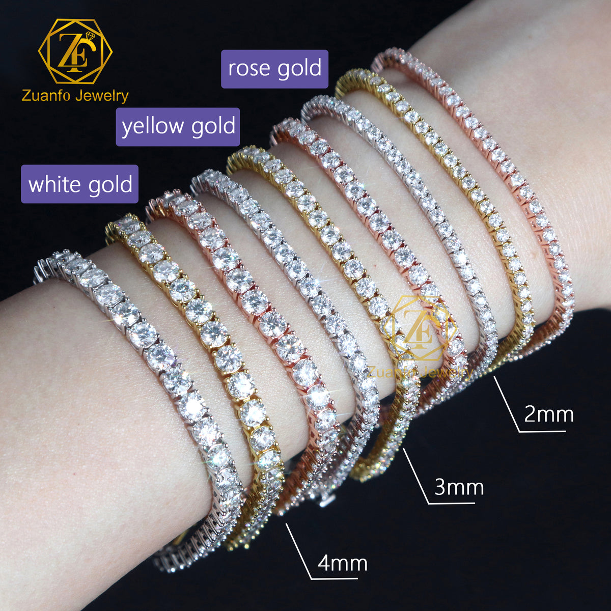 MCROONS luxury 925 silver VVS moissanite tennis chain necklace and bracelet set with 2mm to 5mm stones, stylish men's and women's jewelry