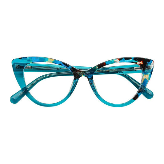 MCROONS Cat-Eye Glasses turquoise and grey acetate frames