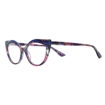 MCROONS Burgundy Cat-Eye Glasses close-up view