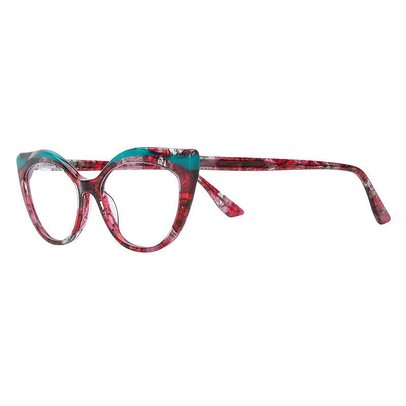 MCROONS Burgundy Cat-Eye Glasses front frame view