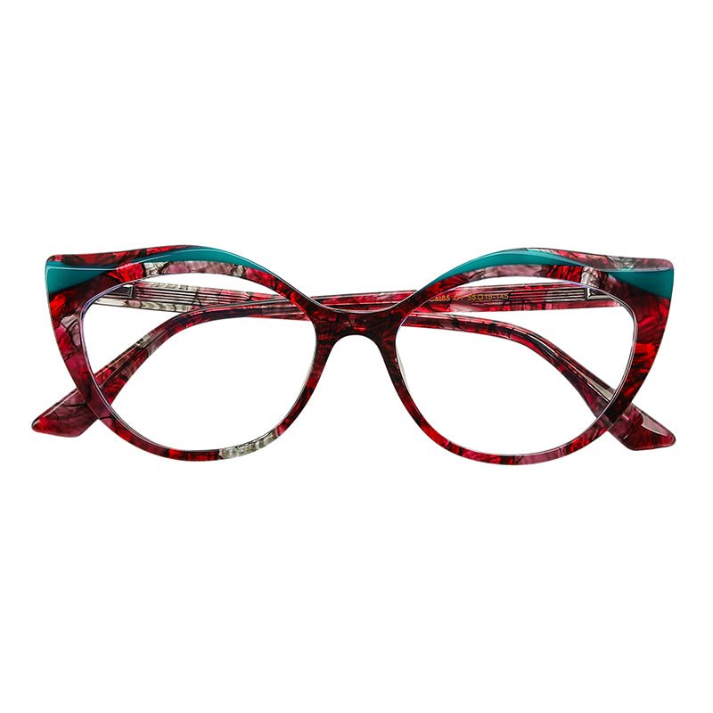 MCROONS Burgundy Cat-Eye Glasses temple detail