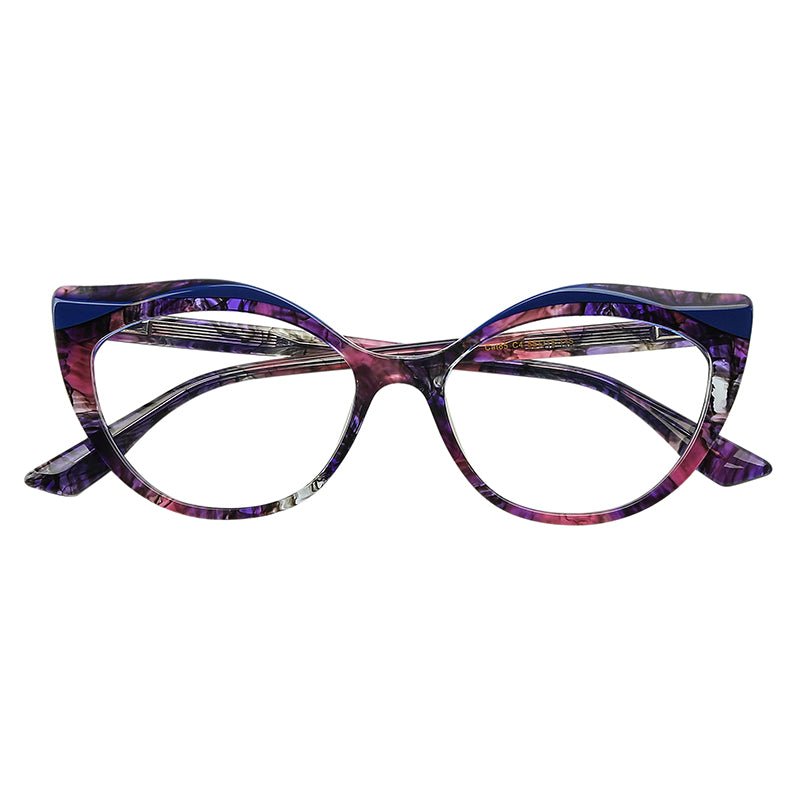 MCROONS Burgundy Cat-Eye Glasses acetate frame close-up
