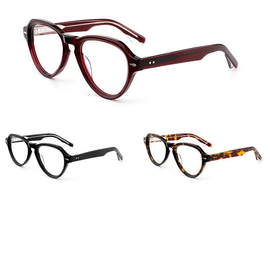 MCROONS Round Acetate Anti-Blue Light Glasses front angle