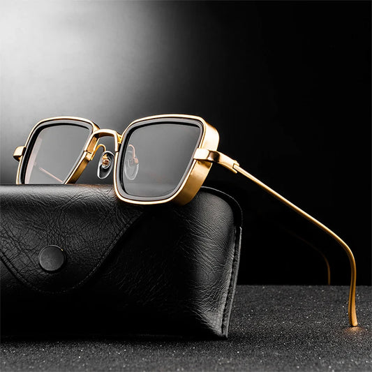 MCROONS Vintage Punk sunglasses - styled angle on case