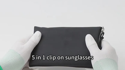 MCROONS Unisex Clip-On Round Glasses with Black Frame and Lens Kit