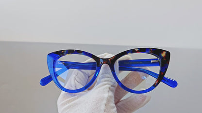 MCROONS Turquoise & Grey Acetate Cat-Eye Glasses