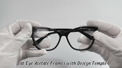 MCROONS Fashion Cat-Eye Women's Acetate Glasses: Bold Colour Frames in Black, Blue, Red, Cyan and Orange