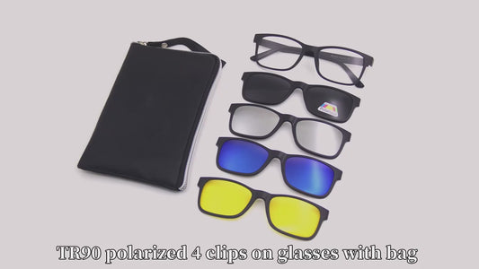 MCROONS Clip-On Round and Oval Glasses Set M, Black Frame with Clip-On Lens Kit | Unisex