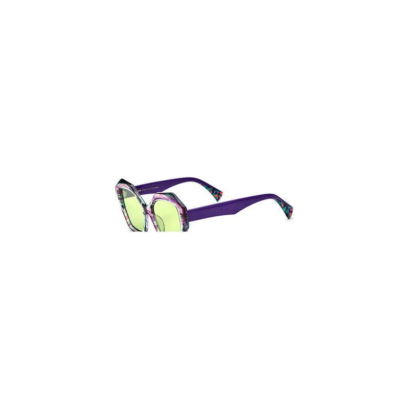 Oversized Cat Eye Acetate Polarized Sunglasses - Purple Temple Green Lens - MCROONS