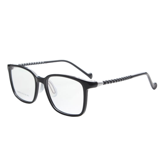 MCROONS Kids Clear Geometric Glasses with Light Green Temple Nylon Frames for Boys and Girls in Pink, Black, Clear, Navy and Light Blue