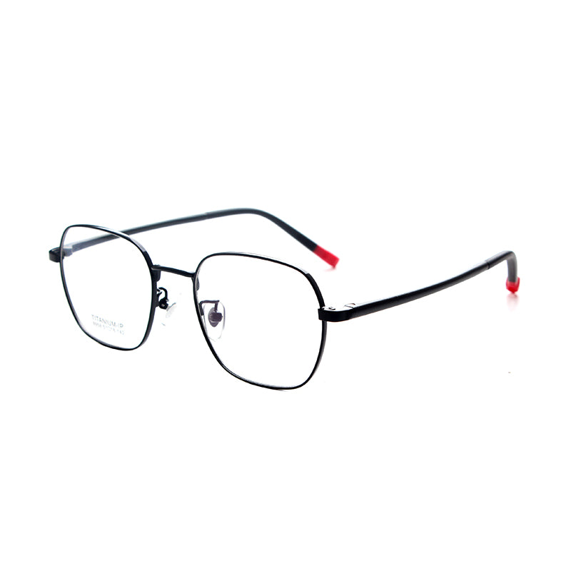 MCROONS kids' rectangular eyeglasses with modern stainless steel frames in black, silver, rose gold, and pink, showing front view.