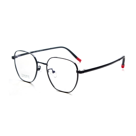 MCROONS Kids Silver Geometric Glasses — Black Temple Modern Stainless Frames | Boys and Girls | Silver, Rose Gold, Pink and Black