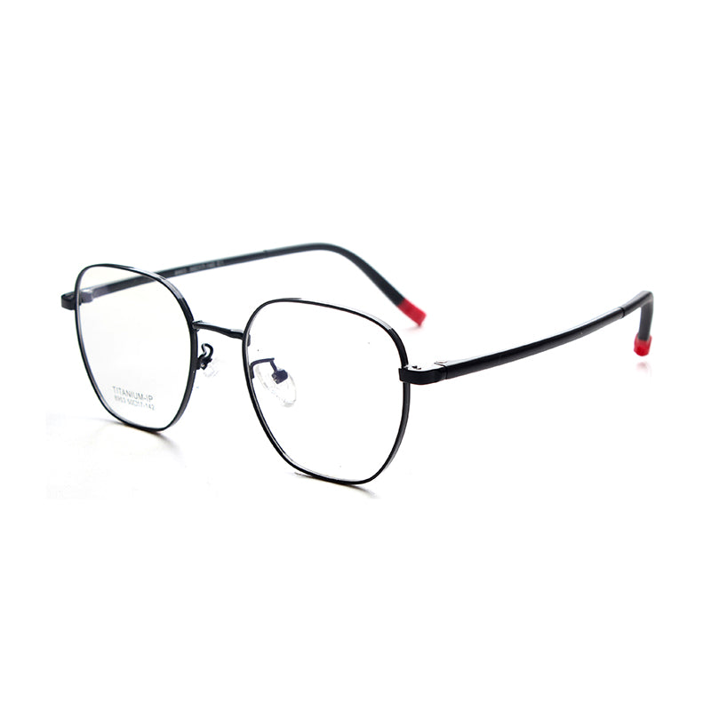 MCROONS kids geometric eyeglasses with oversized clear lenses in black, silver, rose gold, and pink frames for boys and girls.