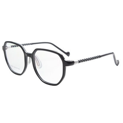 MCROONS Kids Black Geometric Glasses, Red Tip Nylon Frames, Boys and Girls, Pink, Black, Clear, Light Blue and Cyan