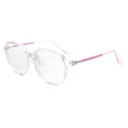 MCROONS Kids Black Geometric Glasses, Red Tip Nylon Frames, Boys and Girls, Pink, Black, Clear, Light Blue and Cyan