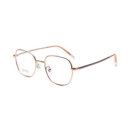 MCROONS kids' rectangle eyeglasses with modern stainless steel frames in black, silver, rose gold, and pink for boys and girls.