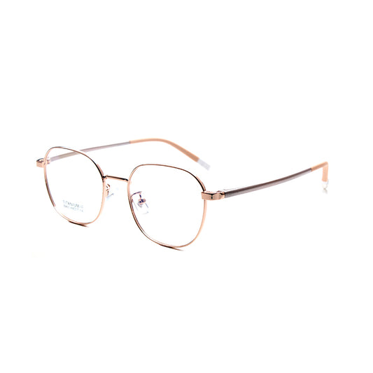 MCROONS kids' geometric eyeglasses with stainless steel frames in black, silver, rose gold, cyan, and pink for boys and girls.