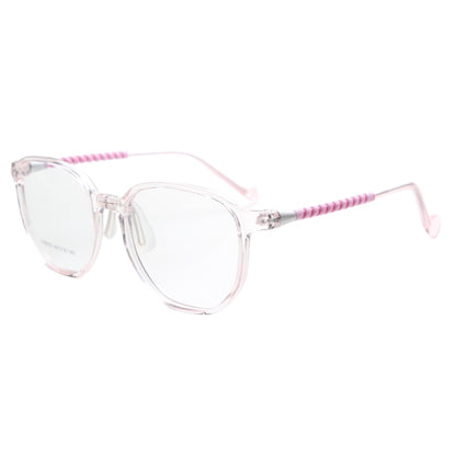 MCROONS Kids' Clear Geometric Glasses for Boys and Girls — Gold Striped Temple Acetate Frames in Pink, Black, Clear, Light Blue and Navy