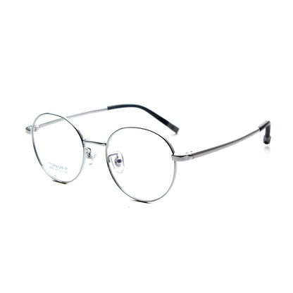 MCROONS Kids Silver Round Glasses with Light Blue Accent Metal Frames for Boys and Girls, Available in Silver, Rose Gold, Pink, and Cyan