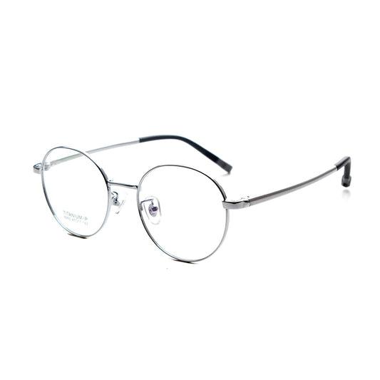 MCROONS kids round metal eyeglasses with chic silver frames, available in rose gold, pink, and cyan for boys and girls.