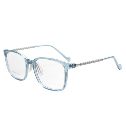MCROONS Kids Clear Geometric Glasses with Light Green Temple Nylon Frames for Boys and Girls in Pink, Black, Clear, Navy and Light Blue