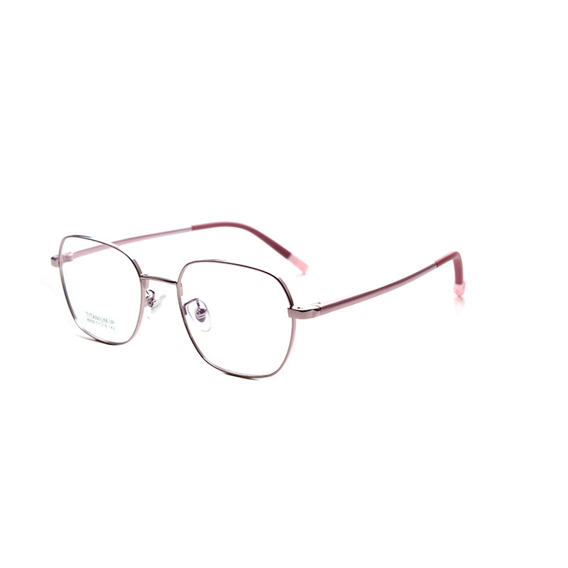 MCROONS kids' rectangle eyeglasses with modern stainless steel frames in black, silver, rose gold, and pink, for boys and girls
