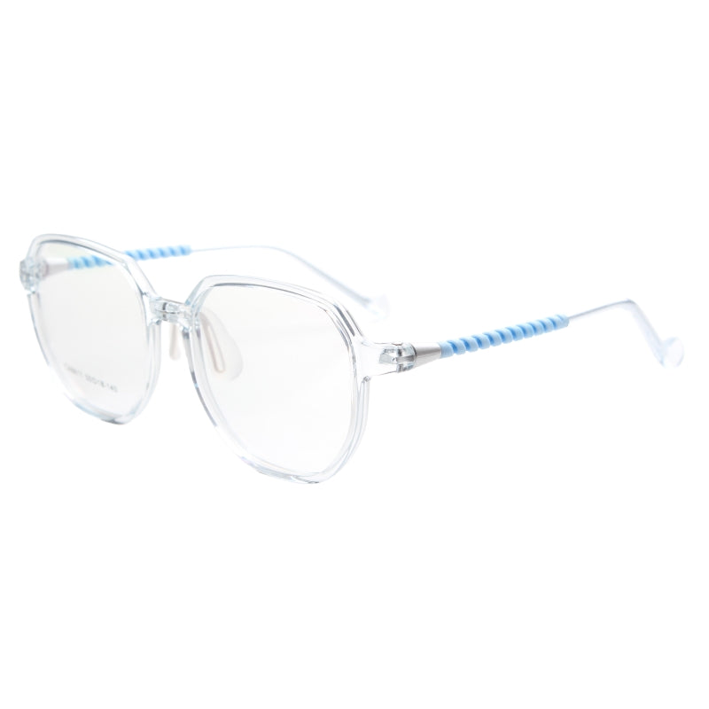 MCROONS Kids Black Geometric Glasses, Red Tip Nylon Frames, Boys and Girls, Pink, Black, Clear, Light Blue and Cyan