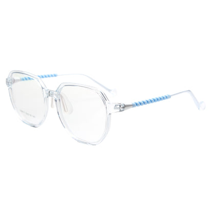 MCROONS Kids Black Geometric Glasses, Red Tip Nylon Frames, Boys and Girls, Pink, Black, Clear, Light Blue and Cyan