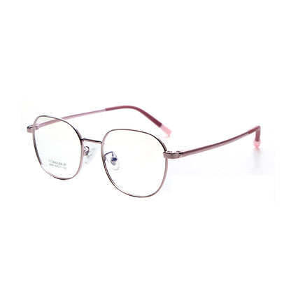 MCROONS Kids Light Pink Geometric Glasses with Contemporary Square Stainless Frames for Boys and Girls, Available in Silver, Rose Gold, Pink, Cyan and Black