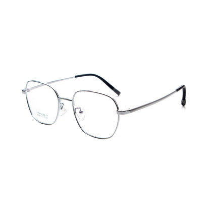 MCROONS kids' rectangle eyeglasses with stainless steel frames in black, silver, rose gold, and pink, for boys and girls.