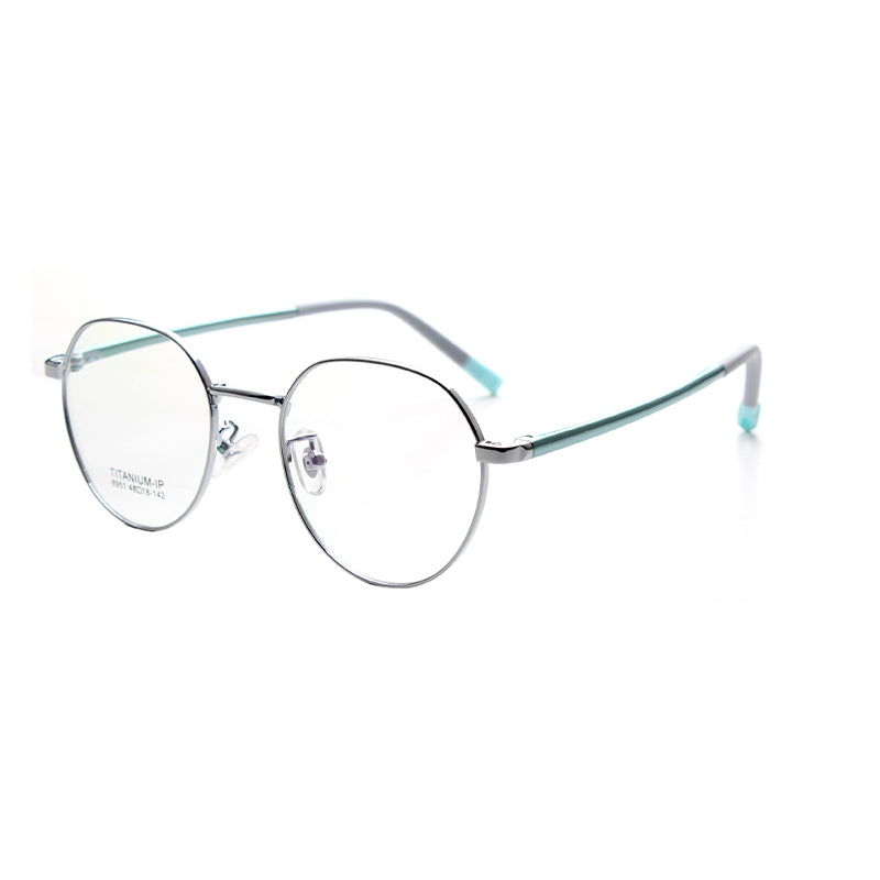 MCROONS kids black round eyeglasses with retro red accents, featuring a sleek frame and stylish design for young wearers.