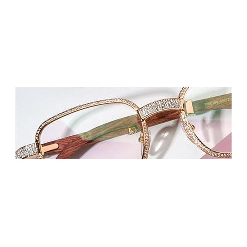 Diamante Square Optical Glasses Frame - Wood - MCROONS