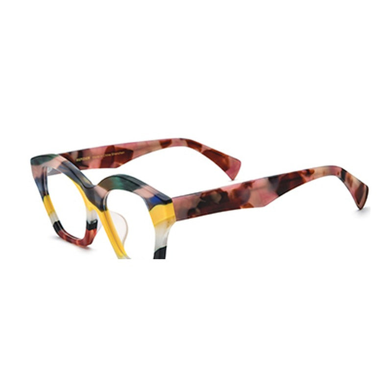 Oversized Vintage Matte Acetate Cat Eye Optical Glasses Frame - Yellow - MCROONS
